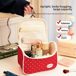 Highly attractive, large-capacity Hello Kitty apple print makeup bag, durable, suitable for travel and business trips, portable