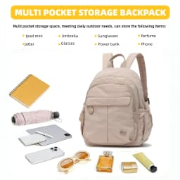 Casual Women Small Backpack Nylon Multi Pockets Backpack Portable Handheld Mini Backpack Outdoor Shopping Travel Daily Bag