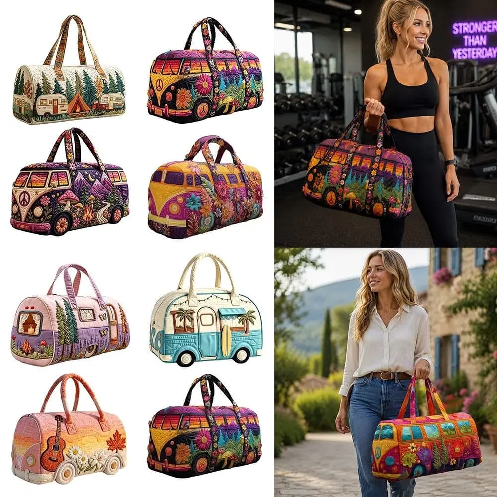 Durable 18x9x9cm Quilted Duffle Bag 3D Quilting Craft Large Capacity Fitness Short Bag Travel Handbag for Travel