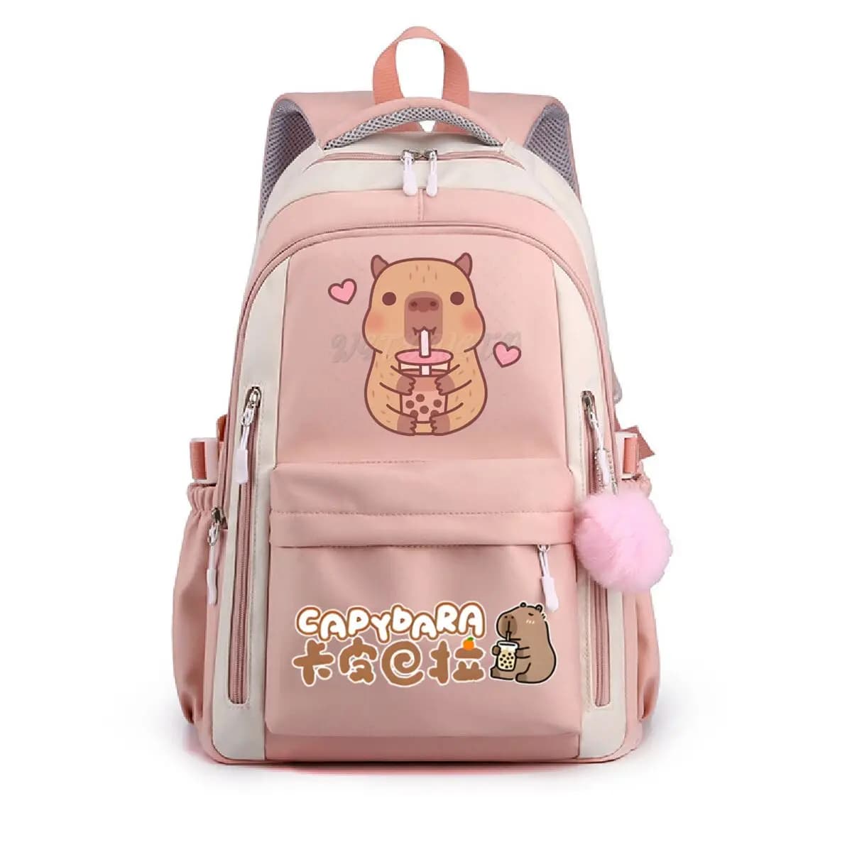 Capybara Buuble Tea Backpack for Girl Boy Student Teenager Cartoon Capybara Schoolbags Women Casual School Backpack Travel Bags
