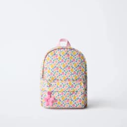 New Cute Fruit Pattern Unisex Backpack with Pink Floral Decoration Student School Bag Casual Outdoor Large Capacity Backpack