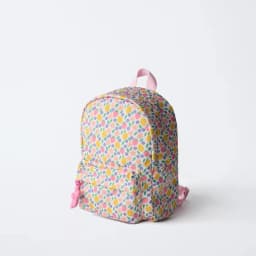 New Cute Fruit Pattern Unisex Backpack with Pink Floral Decoration Student School Bag Casual Outdoor Large Capacity Backpack