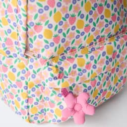 New Cute Fruit Pattern Unisex Backpack with Pink Floral Decoration Student School Bag Casual Outdoor Large Capacity Backpack