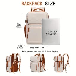 Ladies' Travel Backpack with Shoe Compartment Suitable for 15.6-inch Laptop, Adjustable Shoulder Strap Backpack