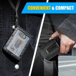 Wallet For Men - Aluminum Slim Carbon Fiber Leather Wallet,Holds up 10 Cards Card Holder with Clear ID Card Holder, Cash Clip