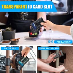 Wallet For Men - Aluminum Slim Carbon Fiber Leather Wallet,Holds up 10 Cards Card Holder with Clear ID Card Holder, Cash Clip