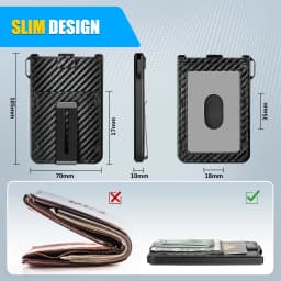 Wallet For Men - Aluminum Slim Carbon Fiber Leather Wallet,Holds up 10 Cards Card Holder with Clear ID Card Holder, Cash Clip