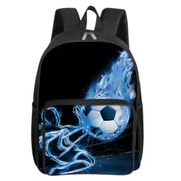 Fluorescent Flame Football Square Front Pocket Backpack for Boy and Girls Best Gifts 2D Flat Cartoon SchoolBags for Children