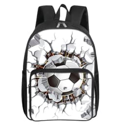 Fluorescent Flame Football Square Front Pocket Backpack for Boy and Girls Best Gifts 2D Flat Cartoon SchoolBags for Children