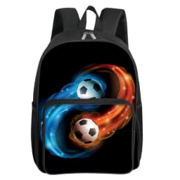 Fluorescent Flame Football Square Front Pocket Backpack for Boy and Girls Best Gifts 2D Flat Cartoon SchoolBags for Children