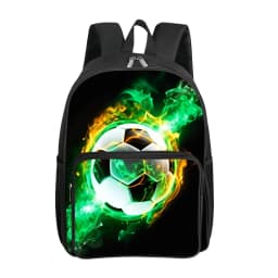 Fluorescent Flame Football Square Front Pocket Backpack for Boy and Girls Best Gifts 2D Flat Cartoon SchoolBags for Children