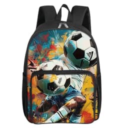 Fluorescent Flame Football Square Front Pocket Backpack for Boy and Girls Best Gifts 2D Flat Cartoon SchoolBags for Children