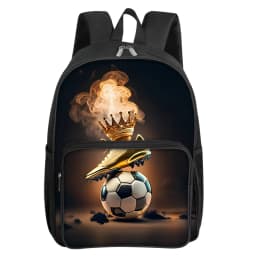 Fluorescent Flame Football Square Front Pocket Backpack for Boy and Girls Best Gifts 2D Flat Cartoon SchoolBags for Children