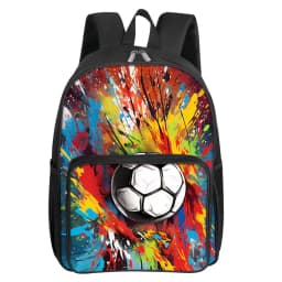Fluorescent Flame Football Square Front Pocket Backpack for Boy and Girls Best Gifts 2D Flat Cartoon SchoolBags for Children