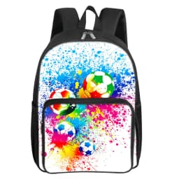 Fluorescent Flame Football Square Front Pocket Backpack for Boy and Girls Best Gifts 2D Flat Cartoon SchoolBags for Children