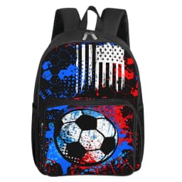 Fluorescent Flame Football Square Front Pocket Backpack for Boy and Girls Best Gifts 2D Flat Cartoon SchoolBags for Children