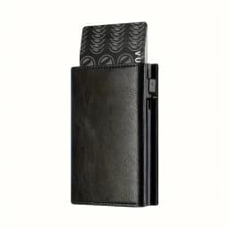 Men's Wallet with Zipper Coin Purse Automatic Pop-up Metal Credit Card Holder Minimalist RFID Blocking Business Card Wallet Ide