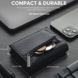 Men's Wallet with Zipper Coin Purse Automatic Pop-up Metal Credit Card Holder Minimalist RFID Blocking Business Card Wallet Ide