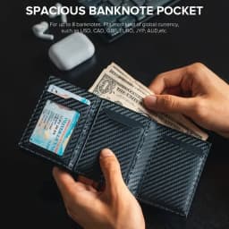 Men's Wallet with Zipper Coin Purse Automatic Pop-up Metal Credit Card Holder Minimalist RFID Blocking Business Card Wallet Ide