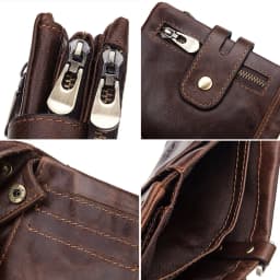 HUMERPAUL Genuine Leather Wallet With Cowhide For Men Money Purse Short Card Holder Double Zipper Male Bifold Coin Pocket RFID