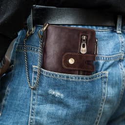 HUMERPAUL Genuine Leather Wallet With Cowhide For Men Money Purse Short Card Holder Double Zipper Male Bifold Coin Pocket RFID