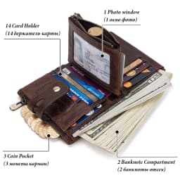 HUMERPAUL Genuine Leather Wallet With Cowhide For Men Money Purse Short Card Holder Double Zipper Male Bifold Coin Pocket RFID
