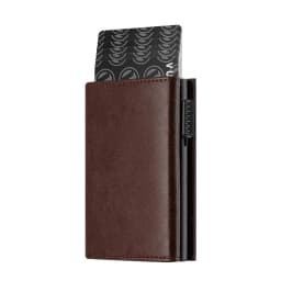 RFID Blocking Automatic Pop-Up Card Holder with Coin Compartments, Carbon Fiber & Aluminum Men's Bifold Wallet, Slim Money Purse
