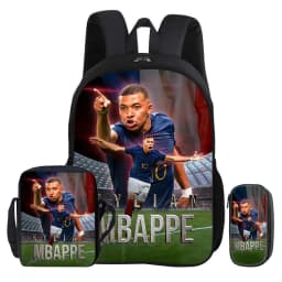 M-Mbappe 3Pcs Set Backpack Shoulder Bag Pencil Bags Bookbag Football Star Rucksack child Mochila Sports Schoolbag Kids Gift