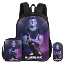 M-Mbappe 3Pcs Set Backpack Shoulder Bag Pencil Bags Bookbag Football Star Rucksack child Mochila Sports Schoolbag Kids Gift