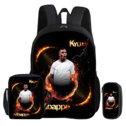 M-Mbappe 3Pcs Set Backpack Shoulder Bag Pencil Bags Bookbag Football Star Rucksack child Mochila Sports Schoolbag Kids Gift