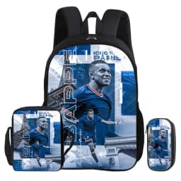 M-Mbappe 3Pcs Set Backpack Shoulder Bag Pencil Bags Bookbag Football Star Rucksack child Mochila Sports Schoolbag Kids Gift