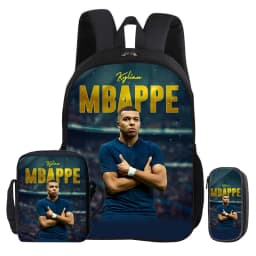 M-Mbappe 3Pcs Set Backpack Shoulder Bag Pencil Bags Bookbag Football Star Rucksack child Mochila Sports Schoolbag Kids Gift