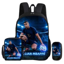 M-Mbappe 3Pcs Set Backpack Shoulder Bag Pencil Bags Bookbag Football Star Rucksack child Mochila Sports Schoolbag Kids Gift