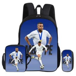 M-Mbappe 3Pcs Set Backpack Shoulder Bag Pencil Bags Bookbag Football Star Rucksack child Mochila Sports Schoolbag Kids Gift