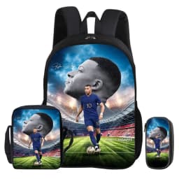 M-Mbappe 3Pcs Set Backpack Shoulder Bag Pencil Bags Bookbag Football Star Rucksack child Mochila Sports Schoolbag Kids Gift