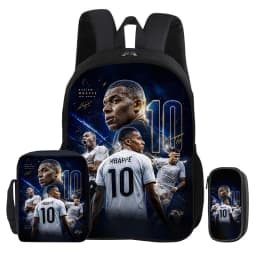 M-Mbappe 3Pcs Set Backpack Shoulder Bag Pencil Bags Bookbag Football Star Rucksack child Mochila Sports Schoolbag Kids Gift