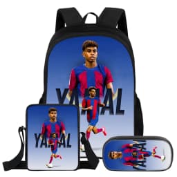 3Pcs Set Backpack L-Lamin Yamal Kids Student School Football Star Rucksack Best Gift Shoulder Bag Pencil Bags Bookbag