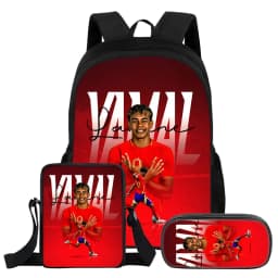 3Pcs Set Backpack L-Lamin Yamal Kids Student School Football Star Rucksack Best Gift Shoulder Bag Pencil Bags Bookbag