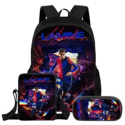 3Pcs Set Backpack L-Lamin Yamal Kids Student School Football Star Rucksack Best Gift Shoulder Bag Pencil Bags Bookbag