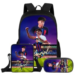 3Pcs Set Backpack L-Lamin Yamal Kids Student School Football Star Rucksack Best Gift Shoulder Bag Pencil Bags Bookbag