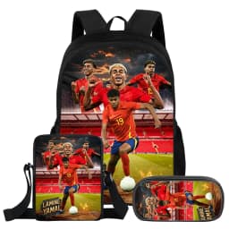 3Pcs Set Backpack L-Lamin Yamal Kids Student School Football Star Rucksack Best Gift Shoulder Bag Pencil Bags Bookbag