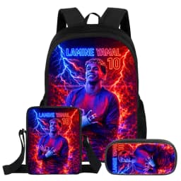 3Pcs Set Backpack L-Lamin Yamal Kids Student School Football Star Rucksack Best Gift Shoulder Bag Pencil Bags Bookbag