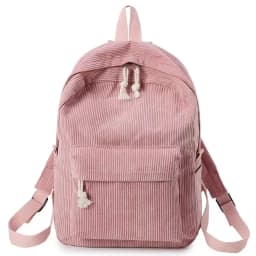 Corduroy Backpack, Academy Fashion School Bags for Middle/High School & College, Cute Tassel Detail, Versatile Casual Daily Bag