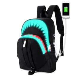 Fashion Backpack USB Charging Night Luminous Shark Laptop Backpack Students Chest Bag Teenagers School Bags Travel Bag