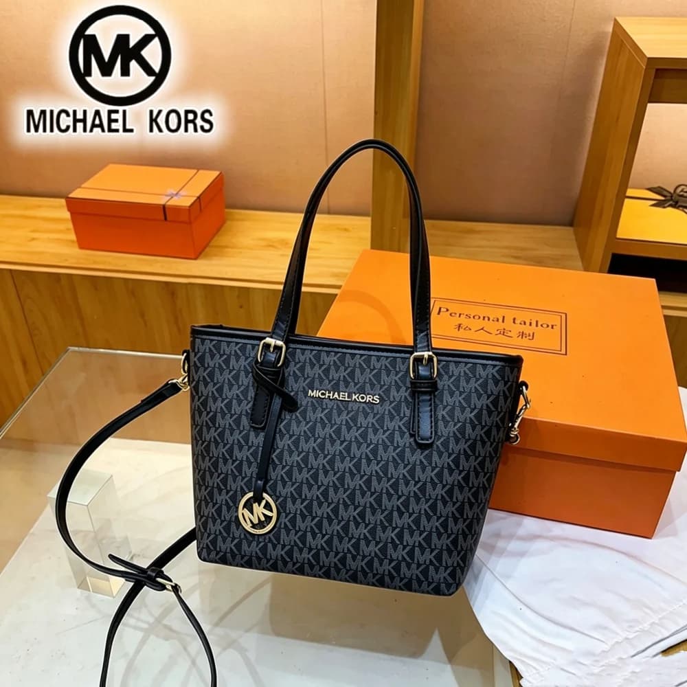 Michael Kors Women's Fashion Leisure Large Capacity Light Luxury Mk Tote Bag Letter Handheld Bag Vegetable Basket Bag