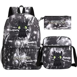 Toothless Dragon Night Fury Backpack Schoolbag Shoulder Bag Pencil Case Set for Kids Students