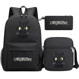 Toothless Dragon Night Fury Backpack Schoolbag Shoulder Bag Pencil Case Set for Kids Students