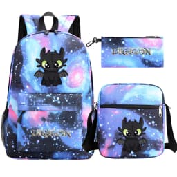 Toothless Dragon Night Fury Backpack Schoolbag Shoulder Bag Pencil Case Set for Kids Students