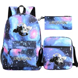 Toothless Dragon Night Fury Backpack Schoolbag Shoulder Bag Pencil Case Set for Kids Students