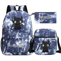 Toothless Dragon Night Fury Backpack Schoolbag Shoulder Bag Pencil Case Set for Kids Students